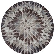 Brązowy okrągły dywan z wzorami R4-Z90