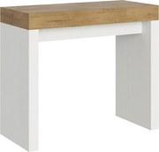 Konsola rozkładana 90x40/196 cm Roxell Mix Small Blat Dąb naturalny - Struktura Frassino biała