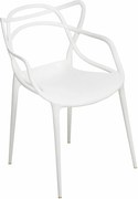 Białe minimalistyczne krzesło z podłokietnikami H4-M78