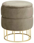 Beżowa welurowa pufa na nóżkach K4-G15