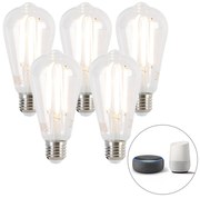 Zestaw 5 inteligentnych żarówek LED E27 Dim to Warm ST64 7W 806lm 1800-3000K