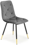 Szare tapicerowane welurem krzesło pikowane L7-Z20