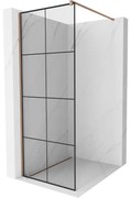 Mexen Kioto ścianka prysznicowa Walk-in 90 x 200 cm, czarny wzór 8 mm, różowe złoto - 800-090-101-60-77