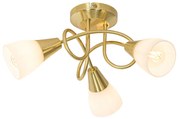 Klasyczna lampa sufitowa złota z opalowym szkłem 3-światłowa - Inez klasyczny/Antyczny Oswietlenie wewnetrzne