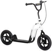 AIYAPLAY Hulajnoga dziecięca z regulowaną kierownicą, dużymi kołami, stojakiem parkingowym, hamulcem ręcznym dla dzieci w wieku 5-12 lat, Biała