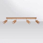 Plafony skandynawski Xenor, drewno - 4 źródło światła 4000K - L.80 x H.20 cm - dąb