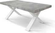 Stół drewniany cementowo-szary, białe nogi, wym.160x90-240x90cm - AMALFI