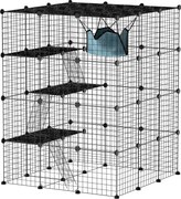PawHut Klatka dla kota wewnętrzna 4-piętrowa DIY wybieg z gęstą siatką, huśtawką, rampą, drzwiami, platformami do skakania