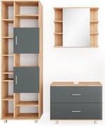 Zestaw mebli łazienkowych antracyt/złoty dąb 80.2x33x60.8 ilias