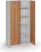 Metalowa szafa z drewnianymi drzwiami, demontowana, 1950 x 1000 x 400 mm, orzech