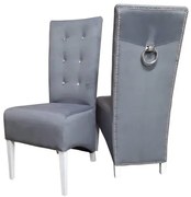 Krzesło pikowane Mezo szary z kołatką i kryształkami