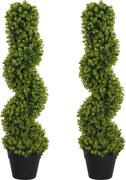 HOMCOM Zestaw 2 Dekoracyjnych Roślin, Sztuczne Rośliny w Doniczkach, Sztuczna Zielenina do Domu, Wewnątrz, Na Zewnątrz, 90 cm, Zielone