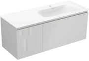 Mexen Rivel szafka łazienkowa 120 cm z umywalką Vela prawą, 1S, 1D, ryflowana, szara mat/biała mat - 91A23-12047-3-BBFF62-W23P01
