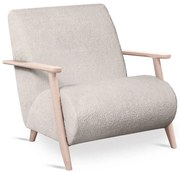 Kremowy fotel wypoczynkowy drewniany C6-S83