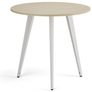 Stolik kawowy PRIMO VIBE, średnica 80 cm, biała podstawa, brzoza