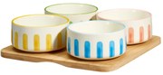 Zestaw miseczek na przekąski FIKA, 4 x 230 ml, bambusowa taca