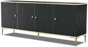 Czarna komoda glamour z lamelami D0-T90