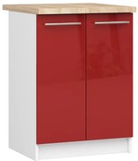 Czerwona dolna szafka kuchenna z półkami S1-L03