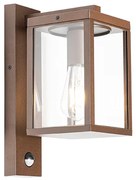 Zewnetrzna Lampka ścienna zewnętrzna brązowa rdza z czujnikiem ruchu IP44 - CharloisPrzemysłowy Oswietlenie zewnetrzne