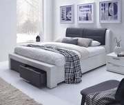 Łóżko Cassandra S 160x200 białe/czarne z szufladami HALMAR