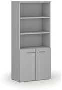 Szafa biurowa kombinowana PRIMO GRAY, drzwi na 2 poziomach, 1781 x 800 x 420 mm, szary