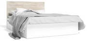 Białe łóżko dwuosobowe w dekorze dębu ze schowkiem 140x190 cm Sahara – Marckeric