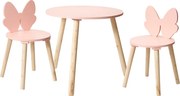 Zestaw mebli dziecięcych z różową kokardą, stolik + 2 krzesła