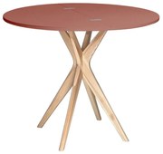 Stół półokrągły CUTTI 90x90 rozkładany koralowy/jesion RAGABA