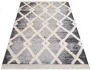 Szary prostokątny dywan we wzory boho H8-M11