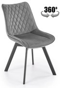 Krzesło tapicerowane K520 VELVET szare obracane HALMAR