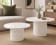 Zestaw okrągłych stolików Pico 2w1 - 75 i 58 cm, blat biały / podstawa biała