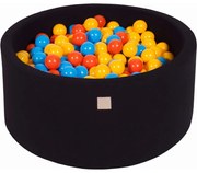 Okrągły Suchy Basen Z Piłeczkami 7cm Dla Dziecka, 90x40cm/300 Piłek, Bawełniany, Czarny, Piłki: Żółte, Pomarańczowe, Niebieskie - Meowbaby®