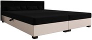 Tapicerowane łóżko z zagłówkiem czarny + ecru B6-F49