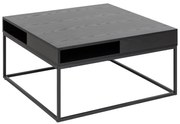 Czarny stolik z blatem w dekorze jesionu 80x80 cm Willford – Actona