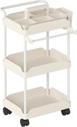 HOMCOM Wózek do przechowywania, 3 kosze, uchwyt na ręcznik, kółka, uchwyt, metalowa rama, Biały