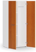 Szafa ubraniowa biurowa PRIMO WHITE, 3 półki, drążek do szafy, 800 x 500 x 1781 mm, biały/czereśnia