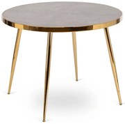 Szklany okrągły stół w stylu glamour szary marmur + złoty M0-R56