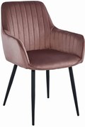 Różowe tapicerowane krzesło welurem z podłokietnikami T8-M13