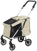 PawHut Wózek dla psów, lekki i składany, z pralną poduszką i oknami z siatek, Khaki