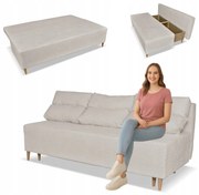 Kanapa sofa KIMO funkcja spania pojemnik Family Meble Twisster beż sztruks