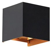 Lampa ścienna zewnętrzna czarna ze złotem w komplecie z LED 2-światła IP54 - Edwin