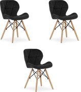 Krzesło Valora WAKO Velvet, nowoczesne, ergonomiczne, czarne x3