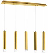 Lampa wisząca, 5 kloszy, tuby, złota GOLDIE 5x5W LED