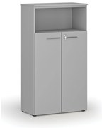 Szafa biurowa kombinowana PRIMO GRAY, drzwi na 3 poziomach, 800 x 420 x 1434 mm, szary