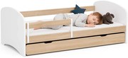 Skandynawskie łóżko dziecięce białe + dąb sonoma 90x180D8-Z63