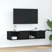 Meble TV wiszące 2 szt. czarny dąb z LED, drewno inżynieryjne, 60x31x25,5 cm, wbudowane przechowywanie