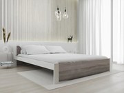 Łóżko IKAROS 120 x 200 cm, Biały/dąb truflowy Stelaż: Ze stelażem listwowym rolowanym, Materac: Materac Somnia 18 cm