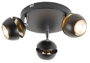 Nowoczesny reflektor 3-źródłowy czarny ze złotym wnętrzem - Buell Deluxe