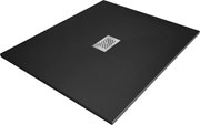 Mexen Hugo brodzik prostokątny SMC 120 x 100 cm, czarny, maskownica inox - 42701012-X