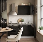 Kuchnia pojedyncza czarny wysoki połysk/biały 160x46x81.6 r-line